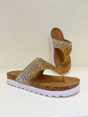 Heavenly Feet 'Hart' Gold Slider - Crystal Ombre