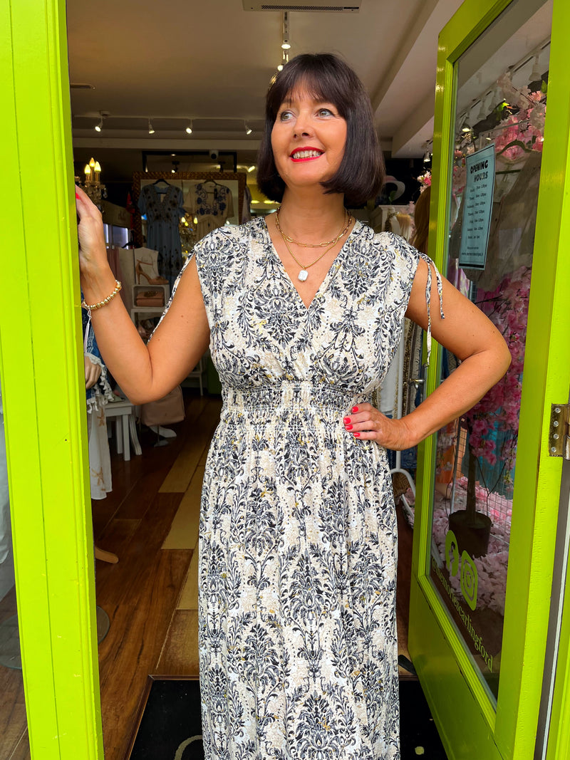 Magic Gold Speckle Black & Grey Maxi Dress