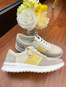 Patrizio Italiano Biella Lemon Stripe Trainer - Beige, Taupe & Lemon