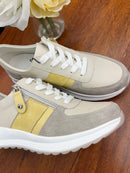 Patrizio Italiano Biella Lemon Stripe Trainer - Beige, Taupe & Lemon