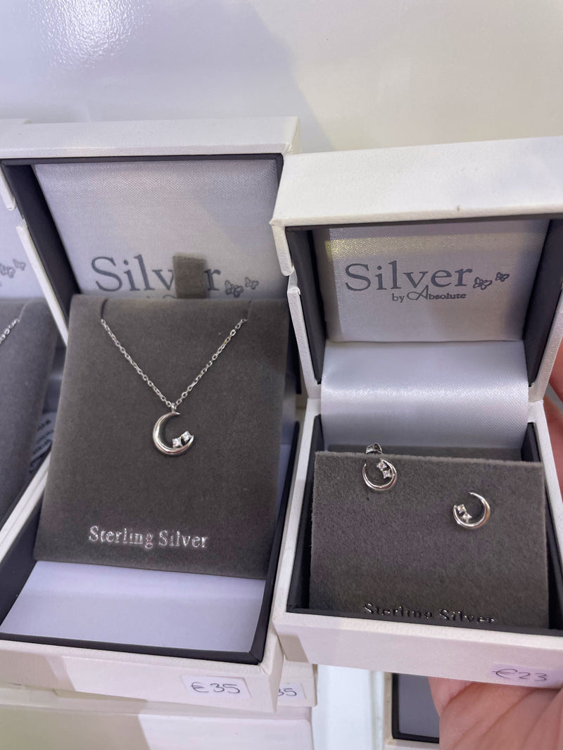 Absolute Sterling Silver Moon Earrings SE206SL