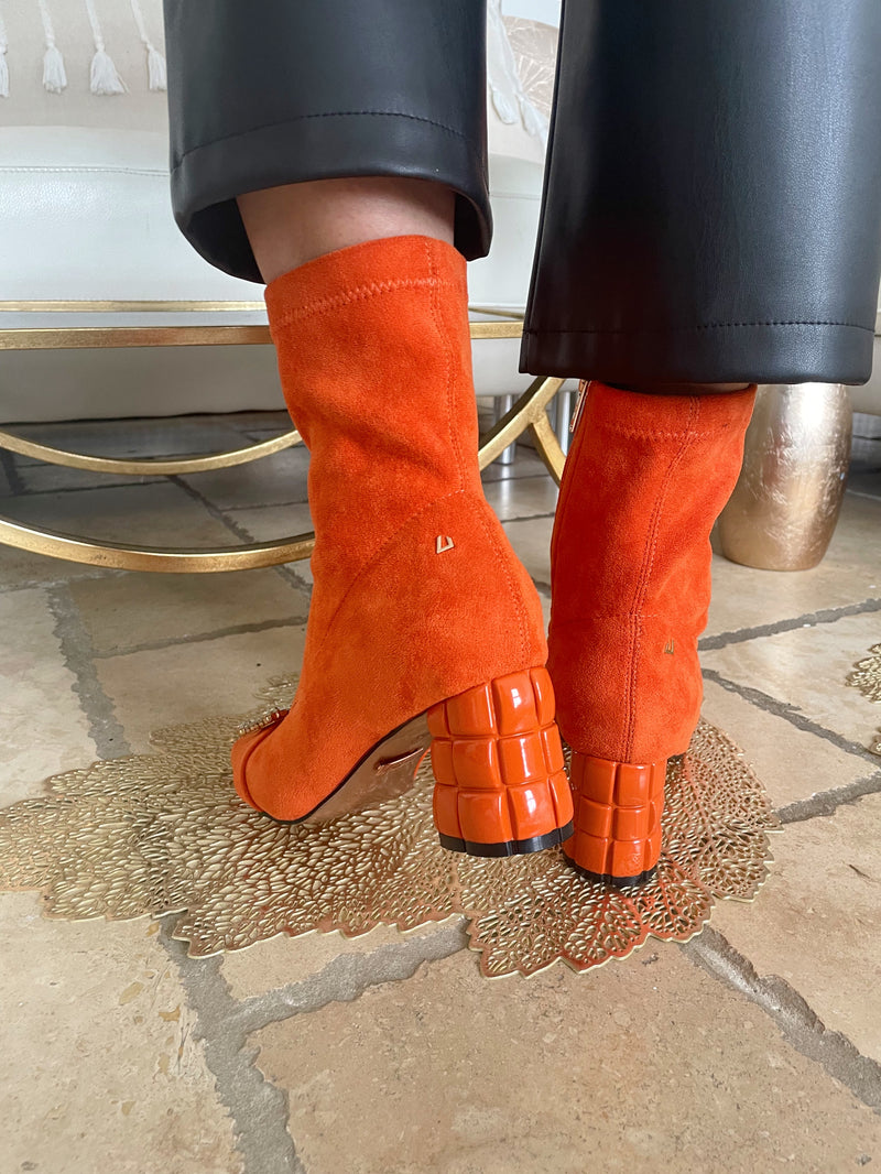 Una Healy "Jaded Outrangeous" Ankle Sock Boot Orange Suede