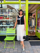 Lexi Floral Applique Pearl Button Waistcoat - Black