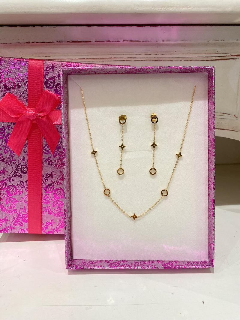 Cally Dainty Necklace & Earring Set - Gold