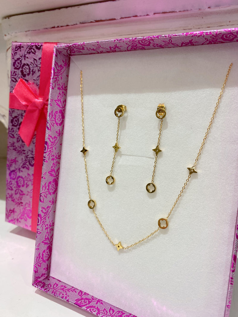 Cally Dainty Necklace & Earring Set - Gold