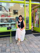 Lexi Floral Applique Pearl Button Waistcoat - Black