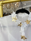 Daisy Floral Applique Shirt - White