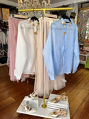 Daisy Floral Applique Shirt - Blue