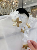 Daisy Floral Applique Shirt - White