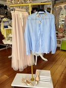 Daisy Floral Applique Shirt - Blue