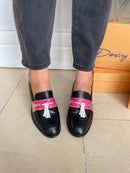 Dancing Matilda "Trapeze Escamas Multi" Block Heel Loafer - Black, Pink & Gold