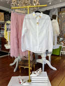 Daisy Floral Applique Shirt - White