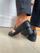 Dancing Matilda "Trapeze Escamas Multi" Block Heel Loafer - Black, Pink & Gold