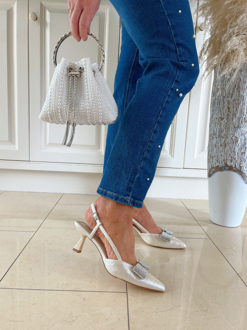 Sorento 'Wrights' Pearl Sling Back Stiletto