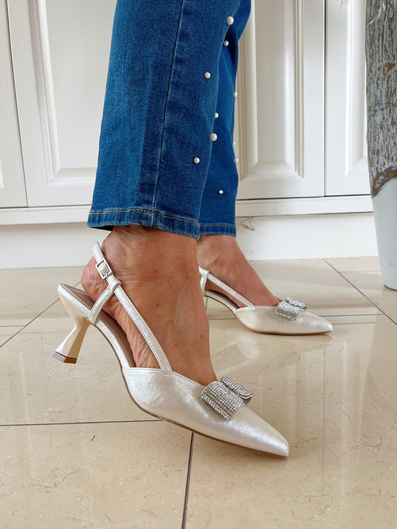 Sorento 'Wrights' Pearl Sling Back Stiletto