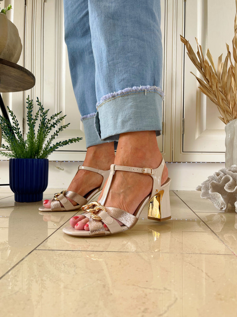 Kate Appleby Sarsden Baileys Mix Sandal - Beige & Gold