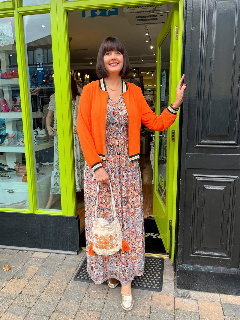 Magic Paisley & Gold Speckle Maxi Dress - Terracotta & Black
