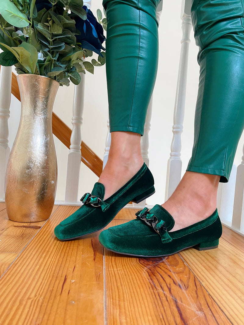 Menbur 24600 Velvet Emerald Green Loafer