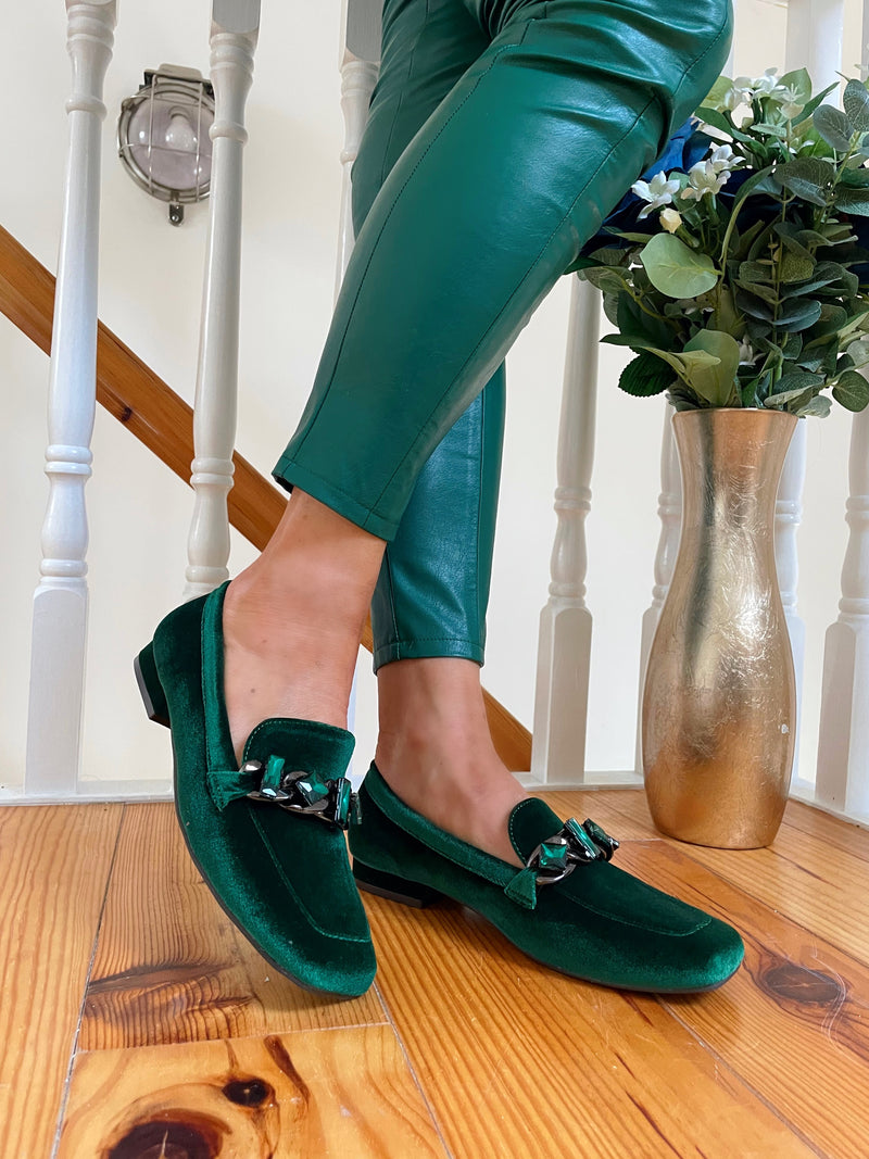 Menbur 24600 Velvet Emerald Green Loafer