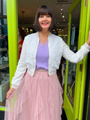 Mila Lace Bomber Jacket - White