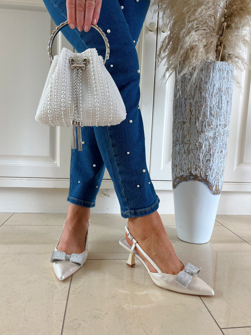 Sorento 'Wrights' Pearl Sling Back Stiletto