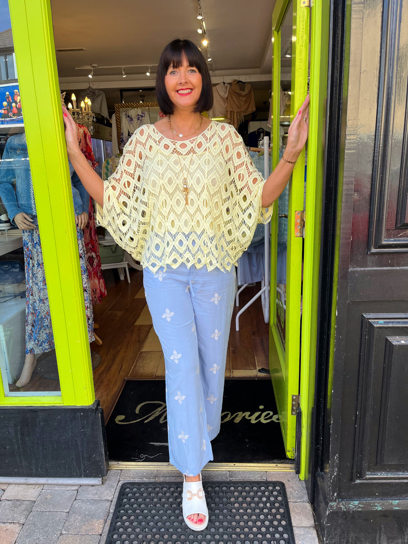 Macy Printed Trousers - Powder Blue