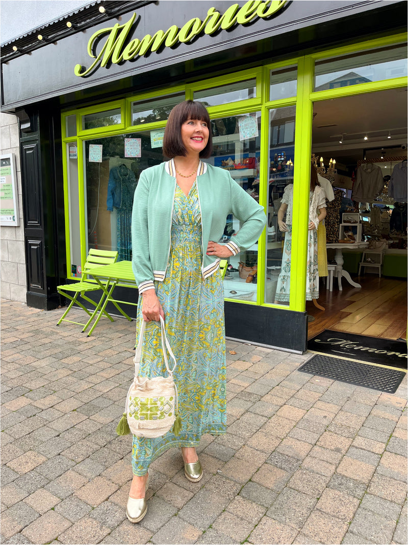 Magic Paisley & Gold Speckle Maxi Dress - Pistachio & Lime