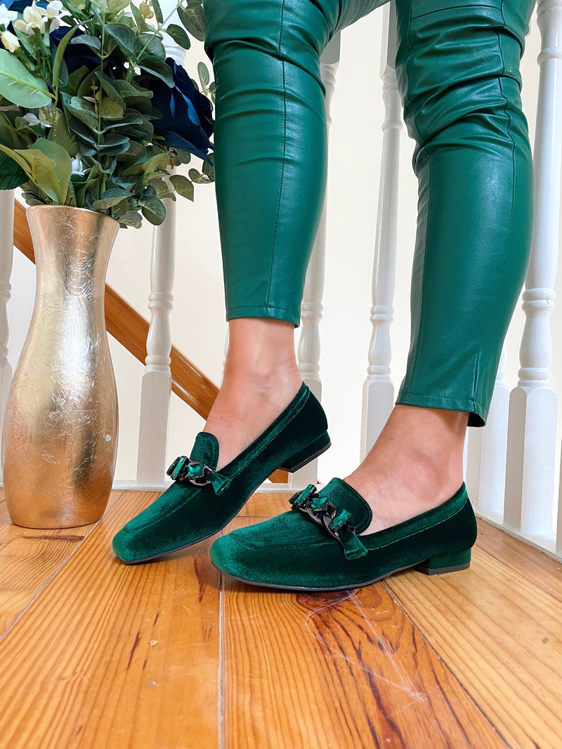 Menbur 24600 Velvet Emerald Green Loafer