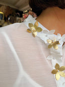 Daisy Floral Applique Shirt - White