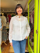 Daisy Floral Applique Shirt - White