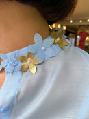 Daisy Floral Applique Shirt - Blue