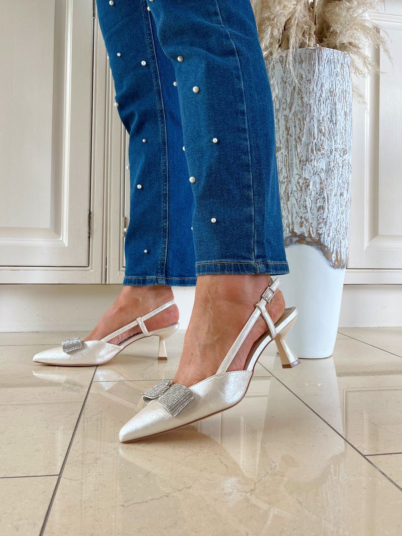 Sorento 'Wrights' Pearl Sling Back Stiletto