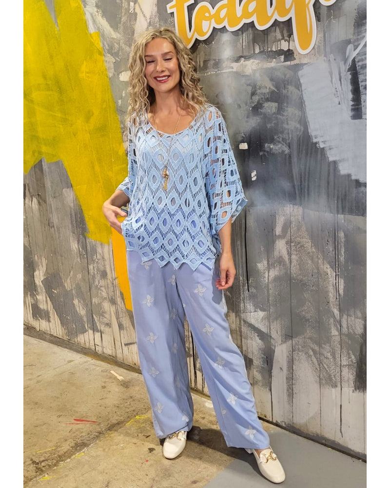 Macy Printed Trousers - Powder Blue