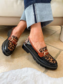 Zanni & Co Animal Print, Black & Brown Loafer
