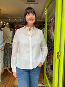 Daisy Floral Applique Shirt - White