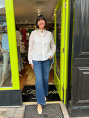 Daisy Floral Applique Shirt - White