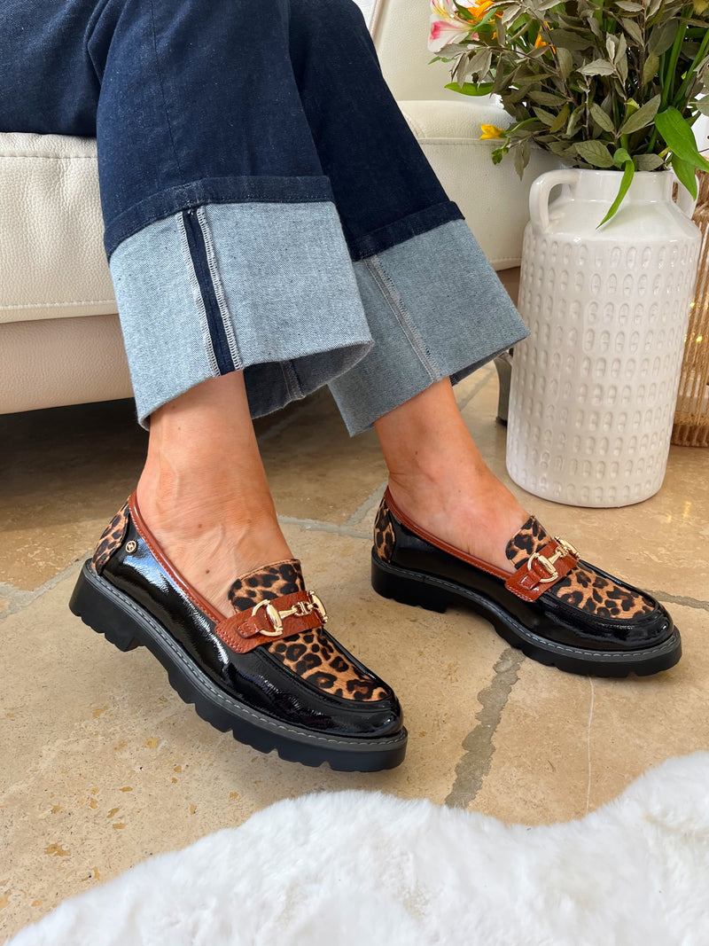 Zanni & Co Animal Print, Black & Brown Loafer