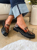 Zanni & Co Animal Print, Black & Brown Loafer