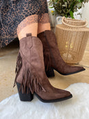 Charlie C Fringe Midi  Boots - Chocolate Brown