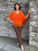 Yael Batwing Crochet Top - Orange