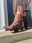 Charlie C Fringe Midi  Boots - Chocolate Brown