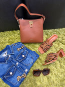 Gionni Lock Crossbody Bag - Tan 11G2768