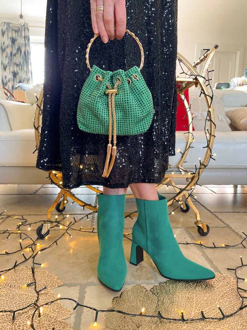 Gabby Diamanté Bag With Crystal-Embellished Metal Handle - Electric Green