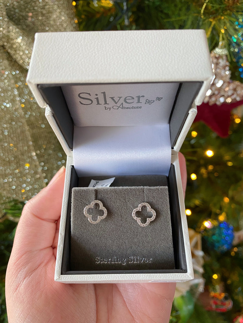 Absolute Sterling Silver Floral Earrings SE132SL