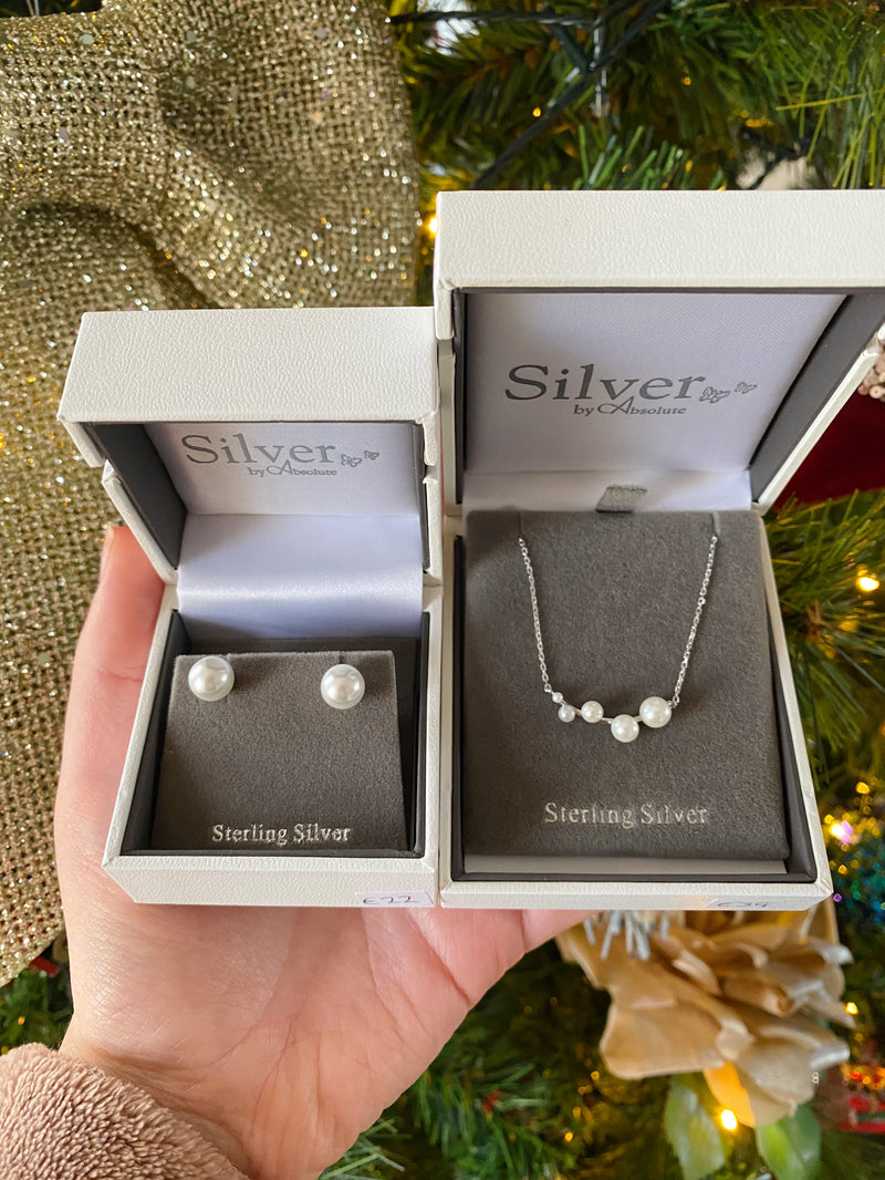 Absolute Sterling Silver Pearl Stud Earrings SE226SL