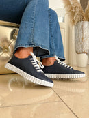 Redz Leather Trainers Navy T15-363
