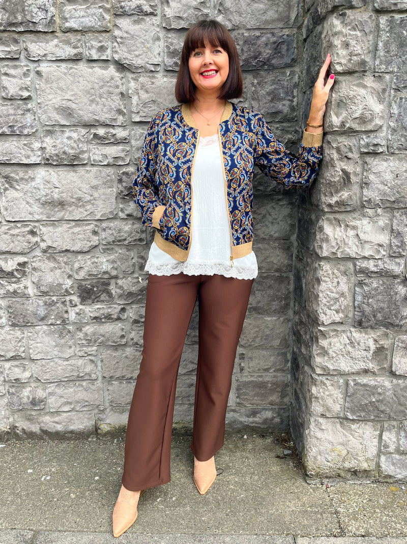 Maryann Magic Stretch Wide Leg Trouser - Chocolate Brown