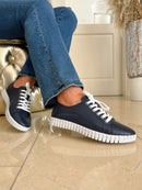 Redz Leather Trainers Navy T15-363