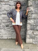 Elena Paisley Printed Bomber - Navy