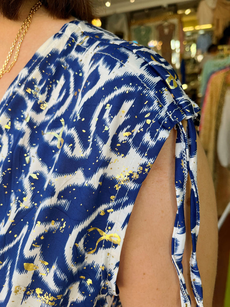 Magic Gold Speckle Short Dress - Navy